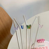 4pcs Elegant Shaped Glass Straws, Glass Tube Cocktail Straw, High Borosilicate Glass  Straws Set