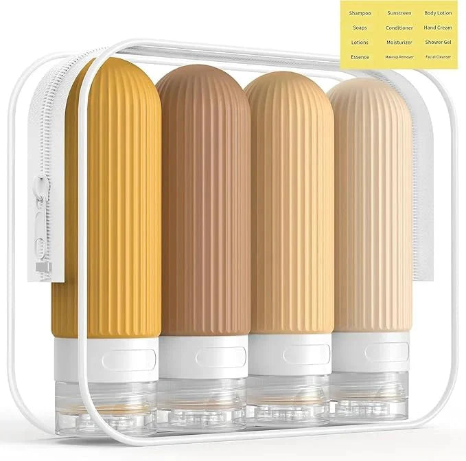 4 Pack Travel Silicone Bottles for Toiletries