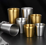 Stainless Steel Hammered Texture Cup, Double Wall Beer Cold Water Cup, Drinkware Party Cup