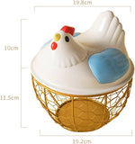 Hen Shaped Egg Basket With Lid, Multifunctional Portable Egg Storage Basket, Chicken Egg Basket, Large Capacity Egg Holder