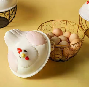 Hen Shaped Egg Basket With Lid, Multifunctional Portable Egg Storage Basket, Chicken Egg Basket, Large Capacity Egg Holder