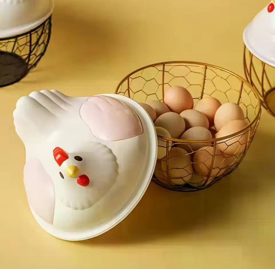Hen Shaped Egg Basket With Lid, Multifunctional Portable Egg Storage Basket, Chicken Egg Basket, Large Capacity Egg Holder