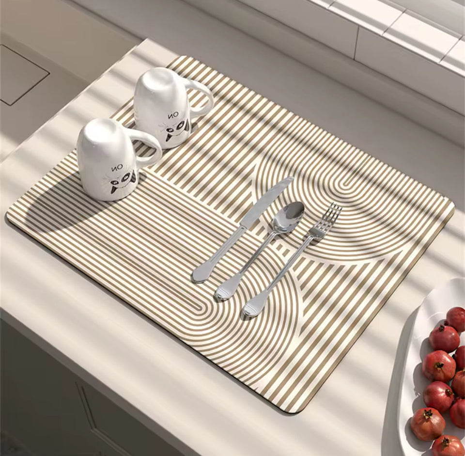 Anti Slip Drainage Rubber Mat, Super Absorbent Counter Mat, Dish Drying Mat, Non Slip Draining Dish Mat, Simple Mud Table Mat