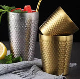 Stainless Steel Hammered Texture Cup, Double Wall Beer Cold Water Cup, Drinkware Party Cup