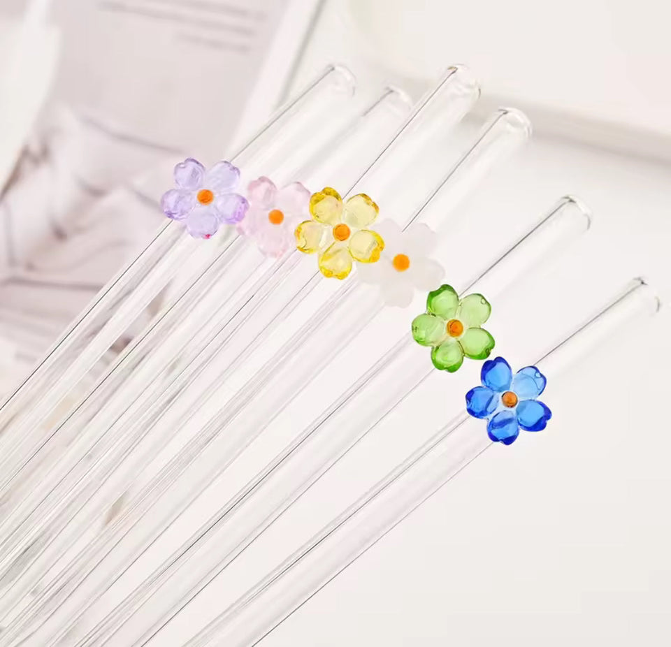 4pcs Elegant Shaped Glass Straws, Glass Tube Cocktail Straw, High Borosilicate Glass  Straws Set