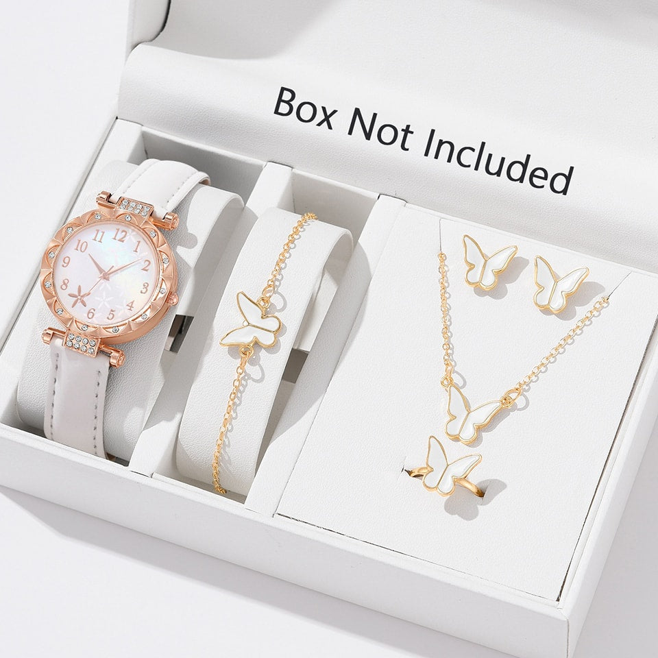 New TikTok Popular Women's Watch Fashion Personality Simple Watch Butterfly Digital Belt Watch suit