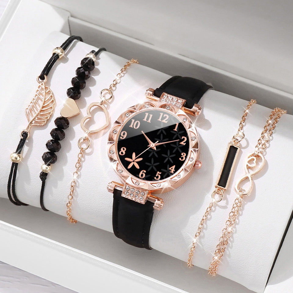 New TikTok Popular Women's Watch Fashion Personality Simple Watch Butterfly Digital Belt Watch suit