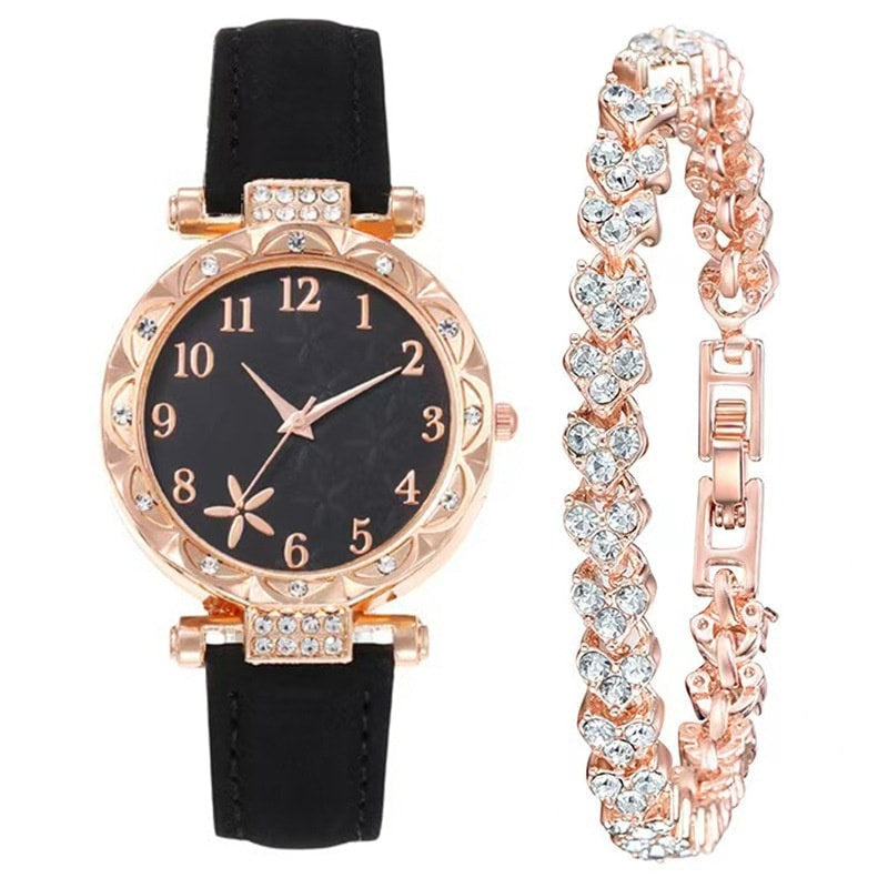 New TikTok Popular Women's Watch Fashion Personality Simple Watch Butterfly Digital Belt Watch suit