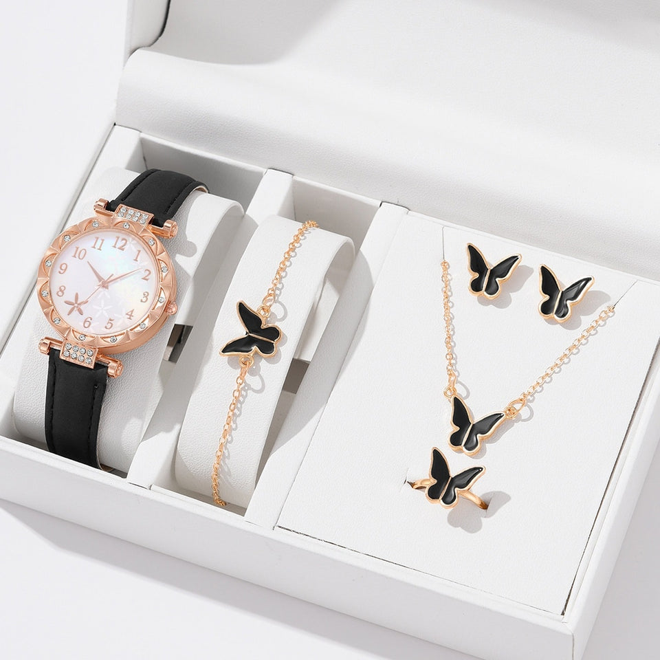 New TikTok Popular Women's Watch Fashion Personality Simple Watch Butterfly Digital Belt Watch suit