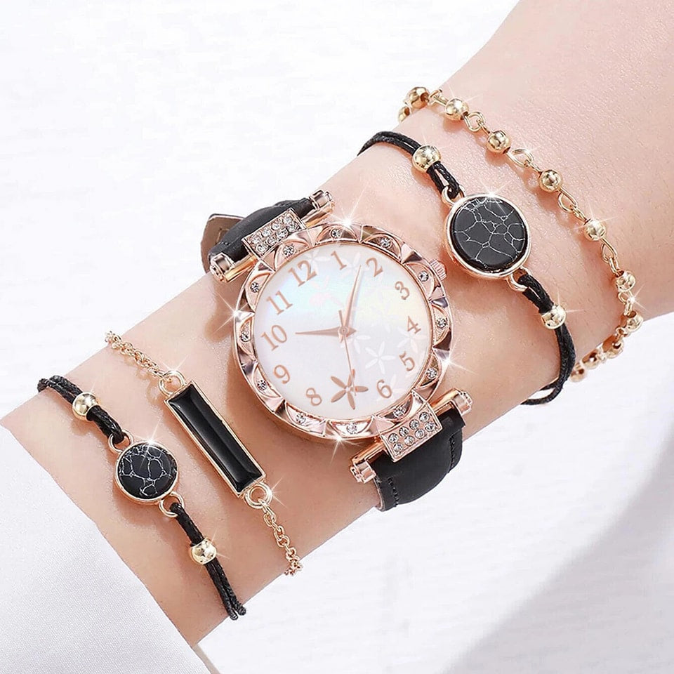 New TikTok Popular Women's Watch Fashion Personality Simple Watch Butterfly Digital Belt Watch suit