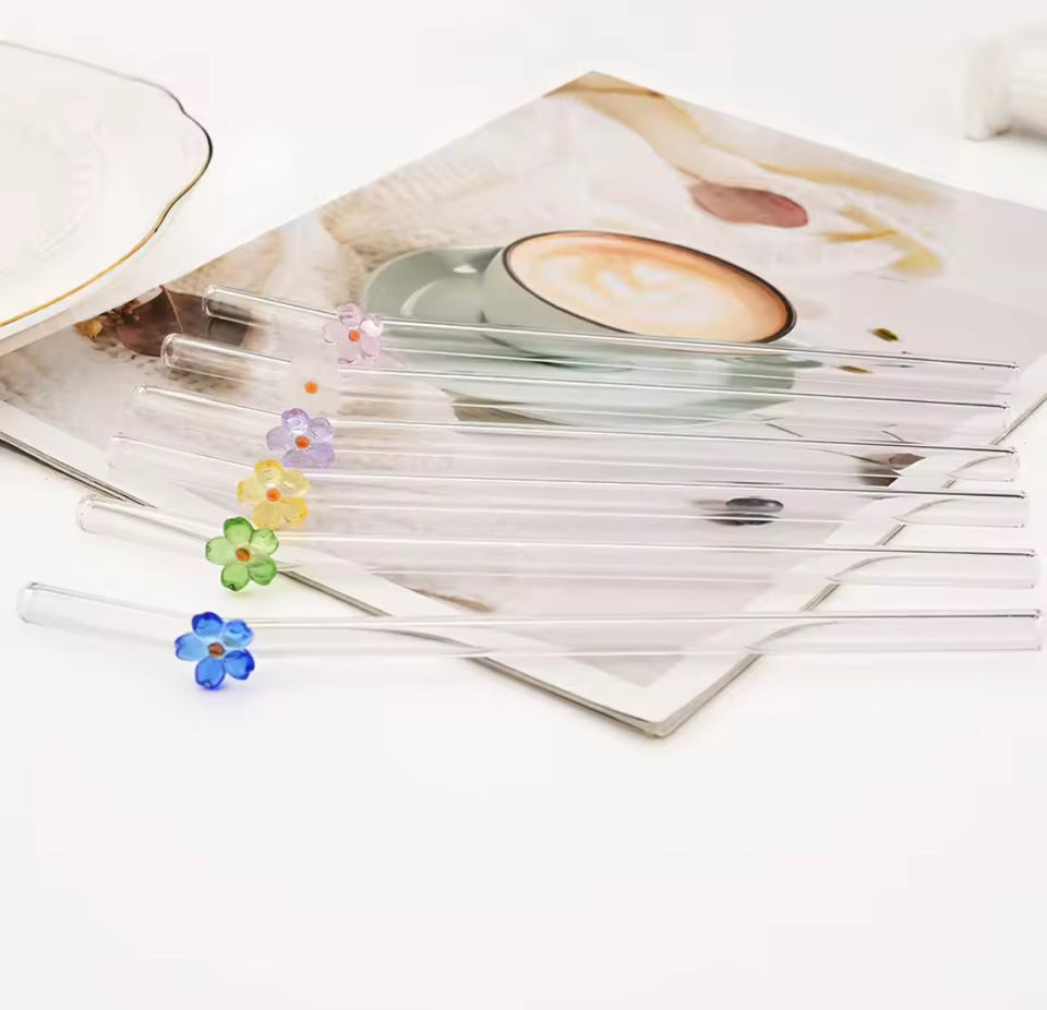 4pcs Elegant Shaped Glass Straws, Glass Tube Cocktail Straw, High Borosilicate Glass  Straws Set