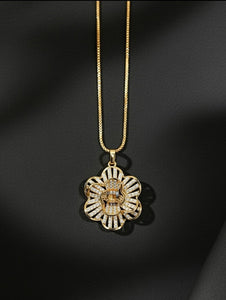 Elegant Floral Gold Necklace & Earrings Set