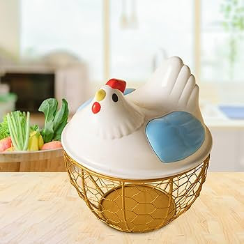 Hen Shaped Egg Basket With Lid, Multifunctional Portable Egg Storage Basket, Chicken Egg Basket, Large Capacity Egg Holder