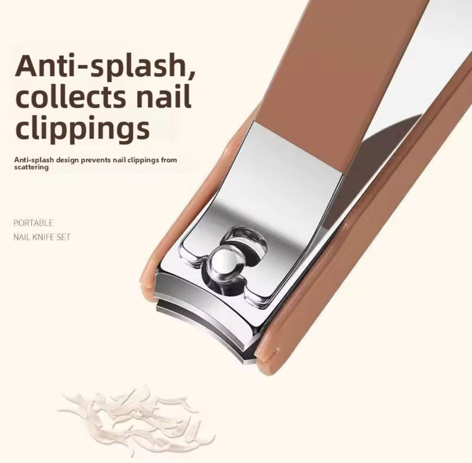 7pcs Anti Splash Nail Clipper, Professional Manicure And Pedicure Kit, Nail Clippers Protection Tool, Nail Care Grooming Kit
