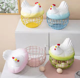 Hen Shaped Egg Basket With Lid, Multifunctional Portable Egg Storage Basket, Chicken Egg Basket, Large Capacity Egg Holder