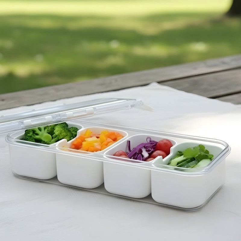 4 Grid Refrigerator Storage Box, Transparent  Food Storage Box, Fruit  And Vegetable Storage Box