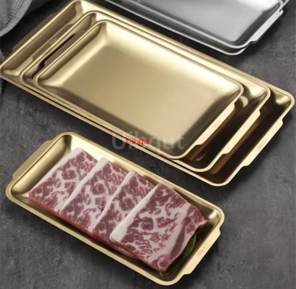 Stainless Steel Rectangular Plate, Steak Barbecue Snack Tray, Kitchen Accessories