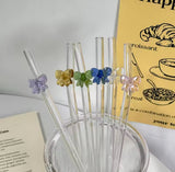 4pcs Elegant Shaped Glass Straws, Glass Tube Cocktail Straw, High Borosilicate Glass  Straws Set