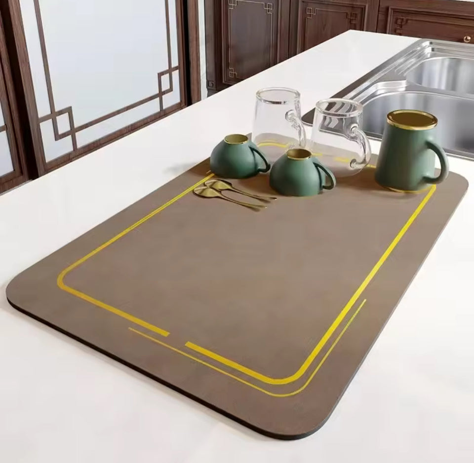 Anti Slip Drainage Rubber Mat, Super Absorbent Counter Mat, Dish Drying Mat, Non Slip Draining Dish Mat, Simple Mud Table Mat