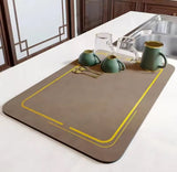 Anti Slip Drainage Rubber Mat, Super Absorbent Counter Mat, Dish Drying Mat, Non Slip Draining Dish Mat, Simple Mud Table Mat