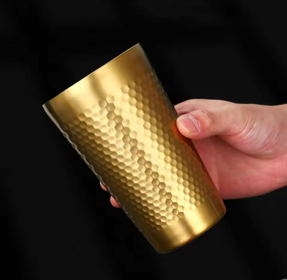 Stainless Steel Hammered Texture Cup, Double Wall Beer Cold Water Cup, Drinkware Party Cup