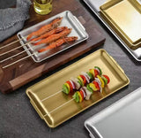 Stainless Steel Rectangular Plate, Steak Barbecue Snack Tray, Kitchen Accessories