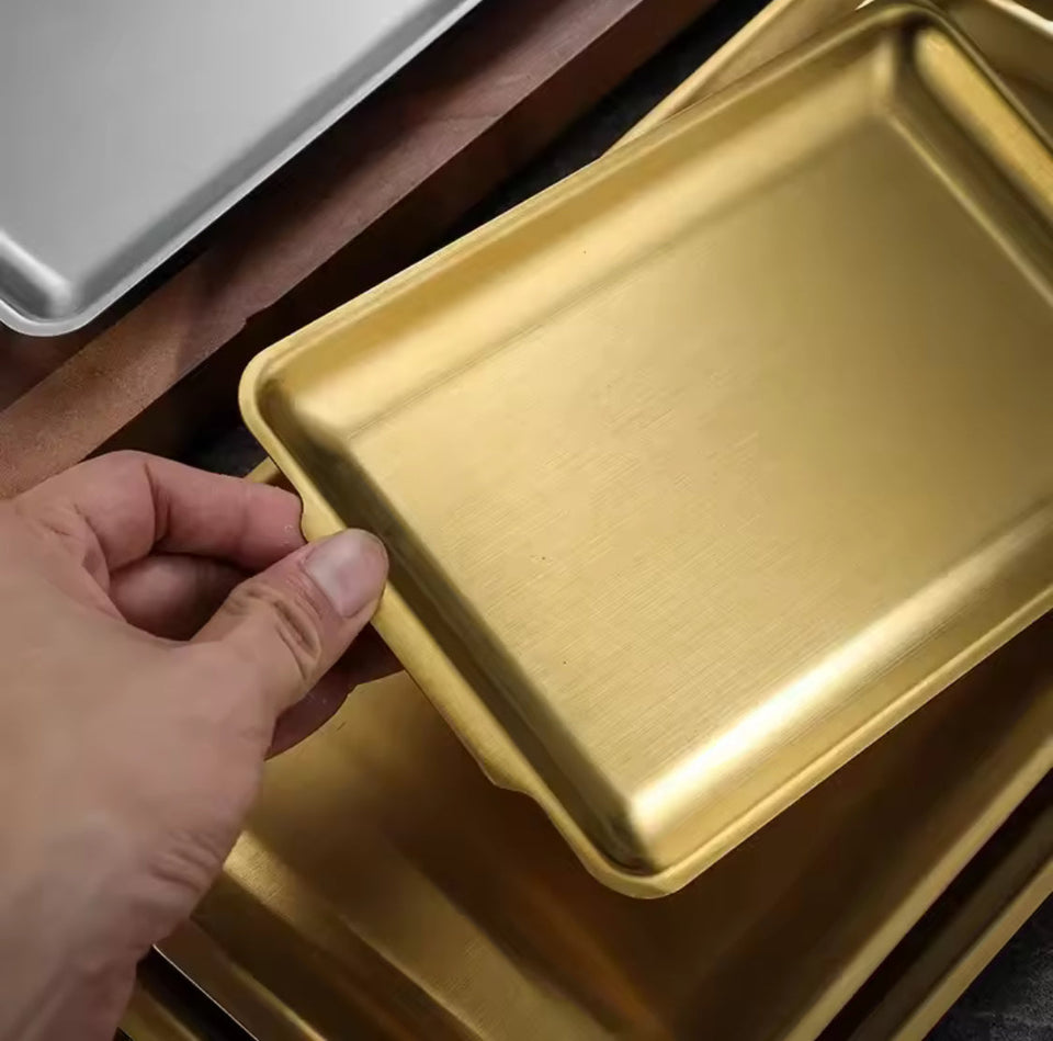 Stainless Steel Rectangular Plate, Steak Barbecue Snack Tray, Kitchen Accessories