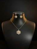 Elegant Floral Gold Necklace & Earrings Set